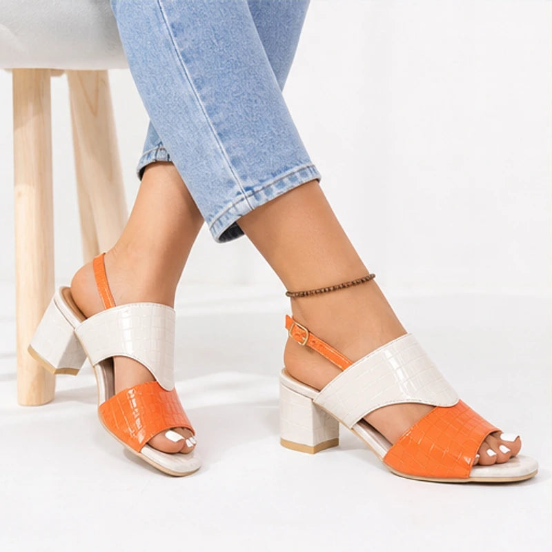 Tessa Colorblock Slingback Sandal - Orange - vegan leather - Brondals - Image 7
