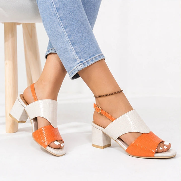 Tessa Colorblock Slingback Sandal - Orange - vegan leather - Brondals - Image 7