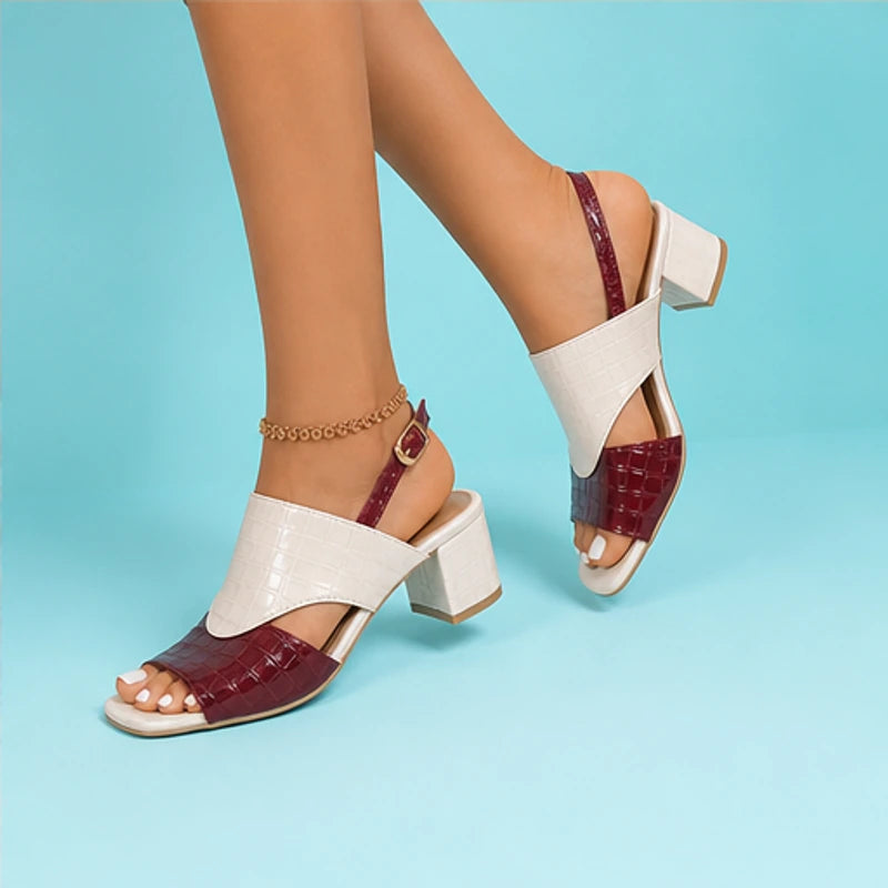 Tessa Colorblock Slingback Sandal - Burgundy - open toe - Brondals - Image 8