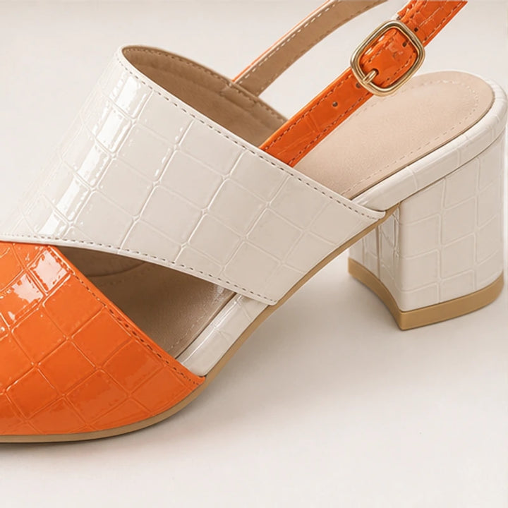 Tessa Colorblock Slingback Sandal - Orange - slingback sandals - Brondals - Image 3