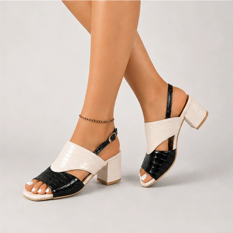 Tessa Colorblock Slingback Sandal - Black - block heel - Brondals - Image 4