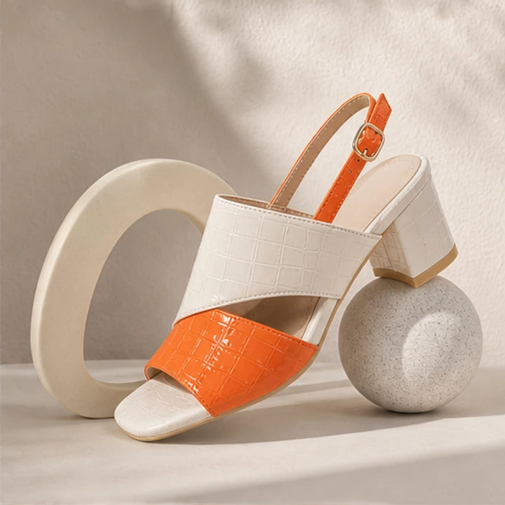 Tessa Colorblock Slingback Sandal - Orange - sandals - Brondals - Image 2