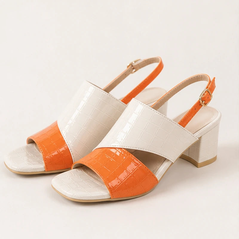 Tessa Colorblock Slingback Sandal - Orange - Sandals - Brondals - Image 1