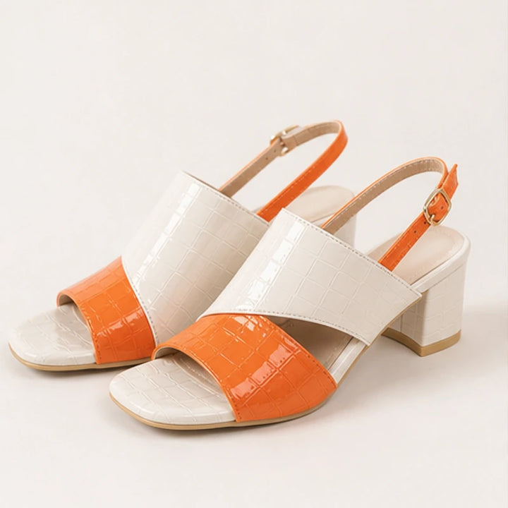 Tessa Colorblock Slingback Sandal - Orange - Sandals - Brondals - Image 1