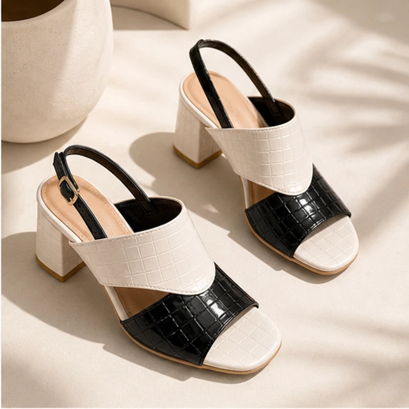 Tessa Colorblock Slingback Sandal - Black - sandals - Brondals - Image 2