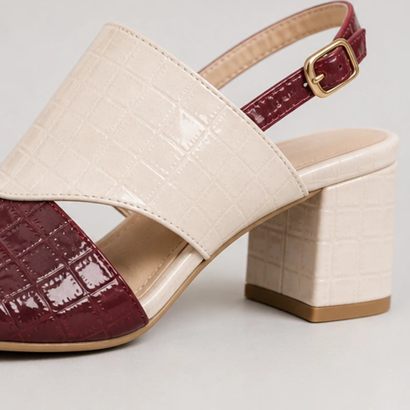 Tessa Colorblock Slingback Sandal - Burgundy - slingback sandals - Brondals - Image 3
