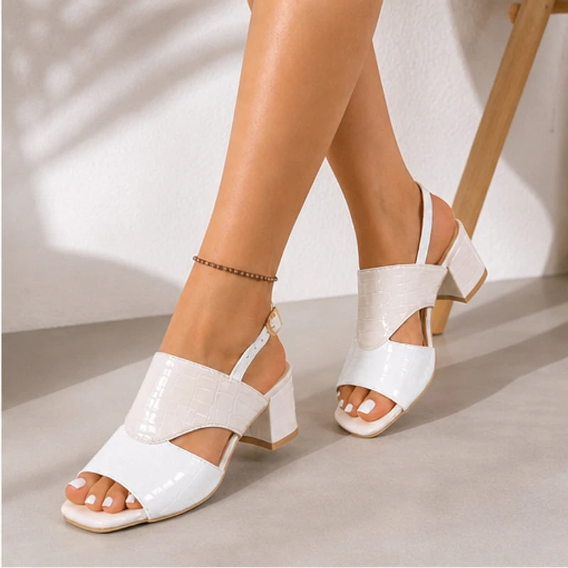 Tessa Colorblock Slingback Sandal - White - croc embossed - Brondals - Image 6