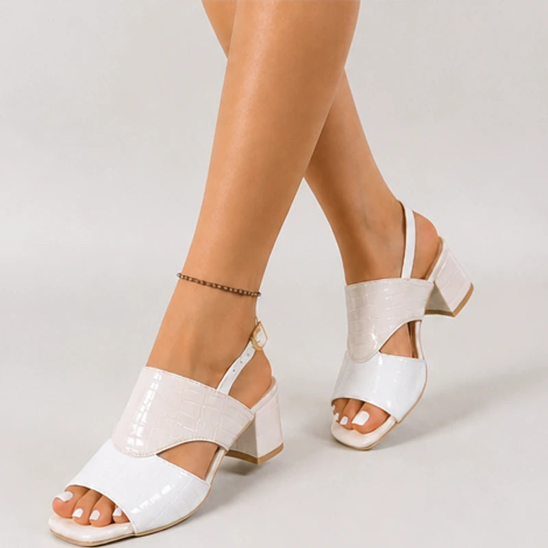 Tessa Colorblock Slingback Sandal - White - block heel - Brondals - Image 4