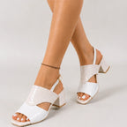 Tessa Colorblock Slingback Sandal - White - block heel - Brondals - Image 4