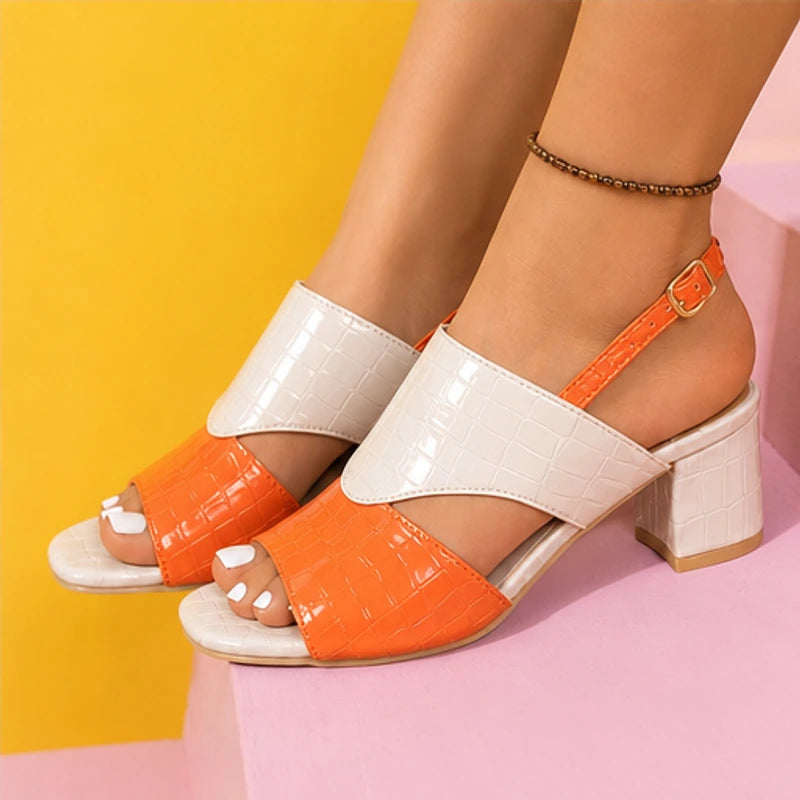 Tessa Colorblock Slingback Sandal - Orange - open toe - Brondals - Image 8