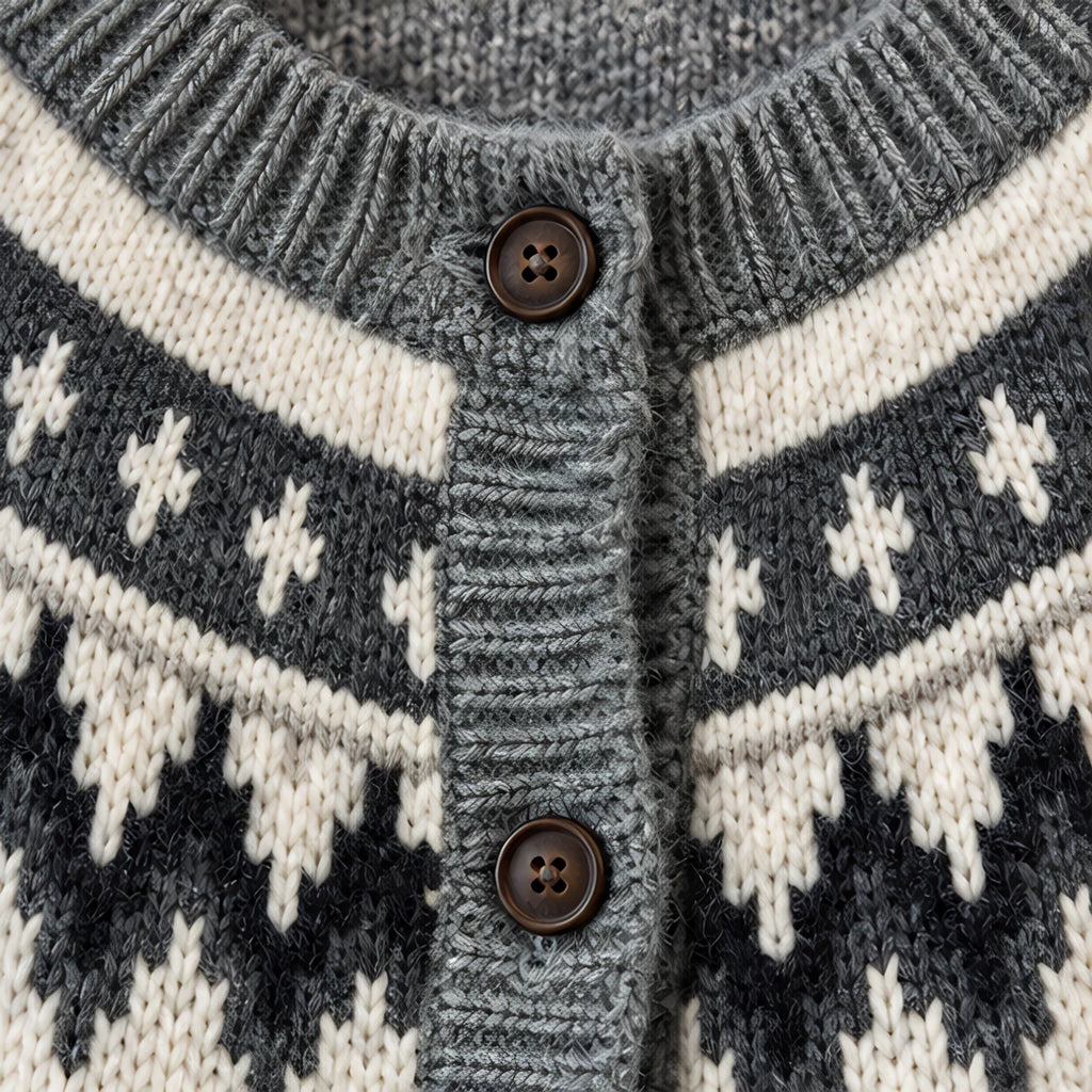 Theodora Women's Fair Isle Yoke Cardigan - Grey - relisted - Brondals - Image 4