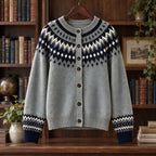 Theodora Women's Fair Isle Yoke Cardigan - Navy - ai-processed - Brondals - Image 3