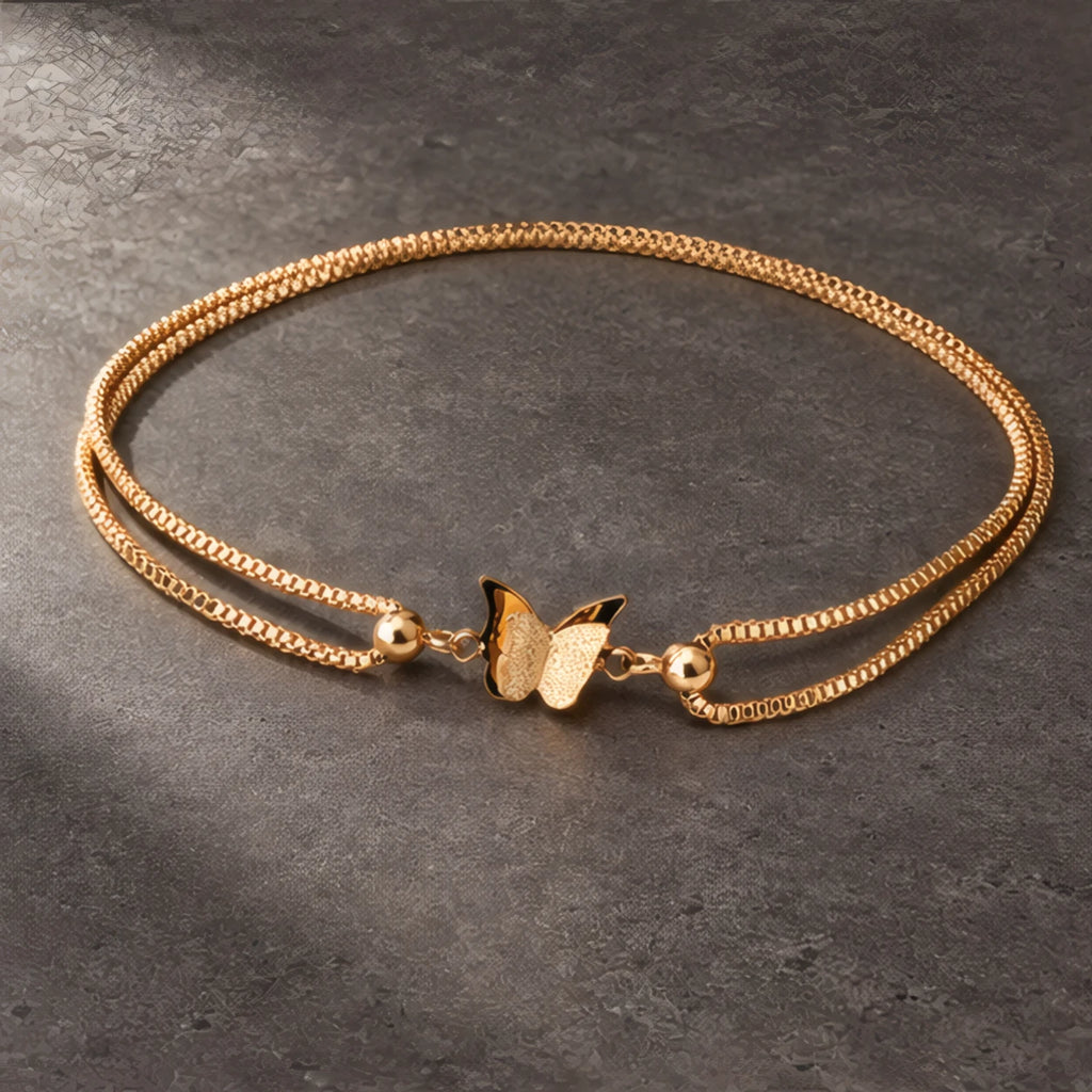 Tilly Butterfly Double Box Chain Anklet - Gold - accessories - Brondals - Image 3