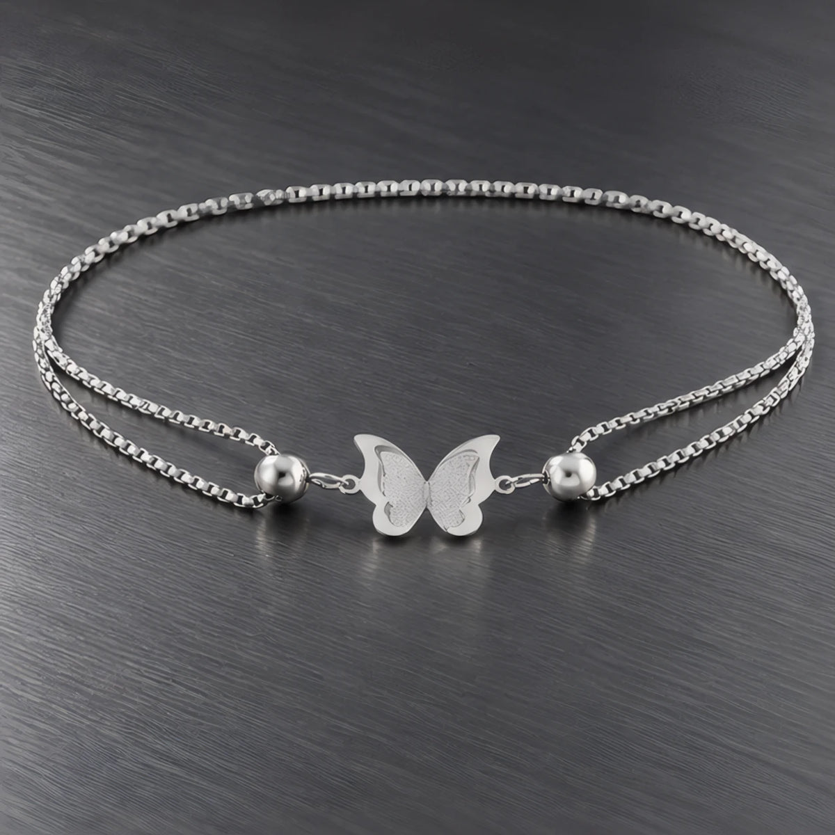 Tilly Butterfly Double Box Chain Anklet - Silver - accessories - Brondals - Image 3