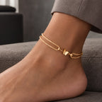 Tilly Butterfly Double Box Chain Anklet - Gold - Accessories > Jewelry > Anklets - Brondals - Image 1