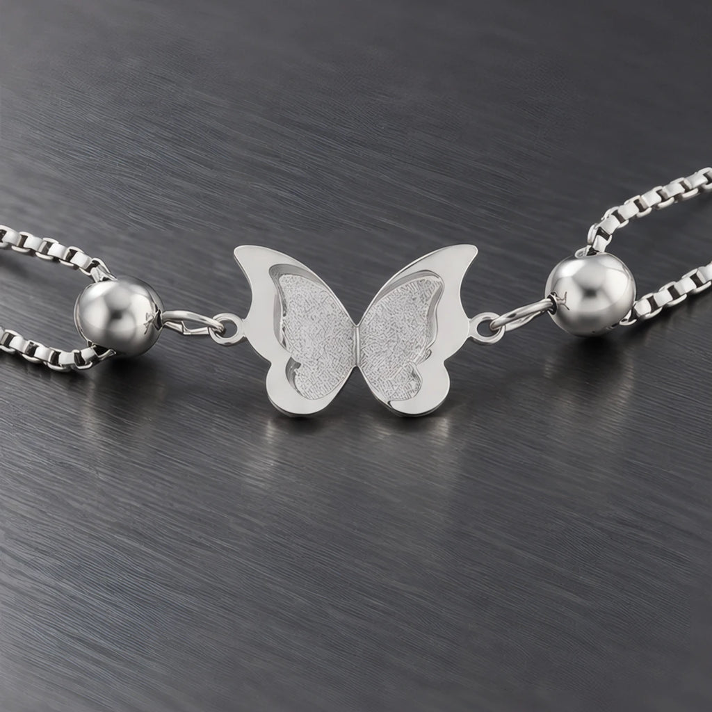 Tilly Butterfly Double Box Chain Anklet - Silver - jewelry - Brondals - Image 4