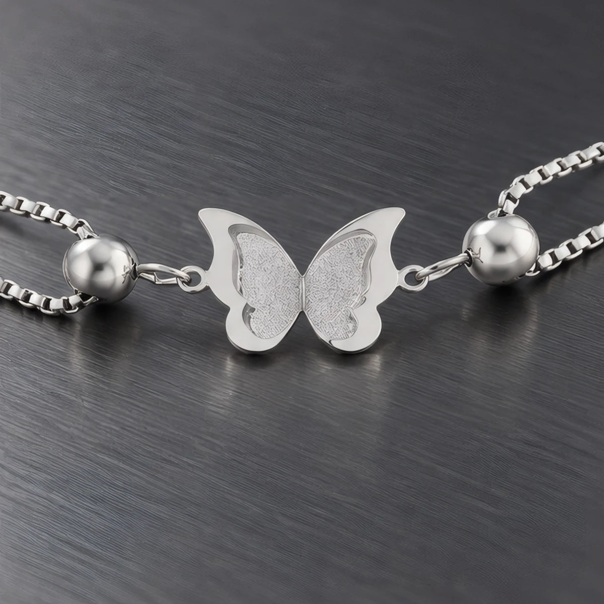 Tilly Butterfly Double Box Chain Anklet - Silver - jewelry - Brondals - Image 4