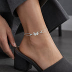 Tilly Butterfly Double Box Chain Anklet - Silver - Accessories > Jewelry > Anklets - Brondals - Image 2