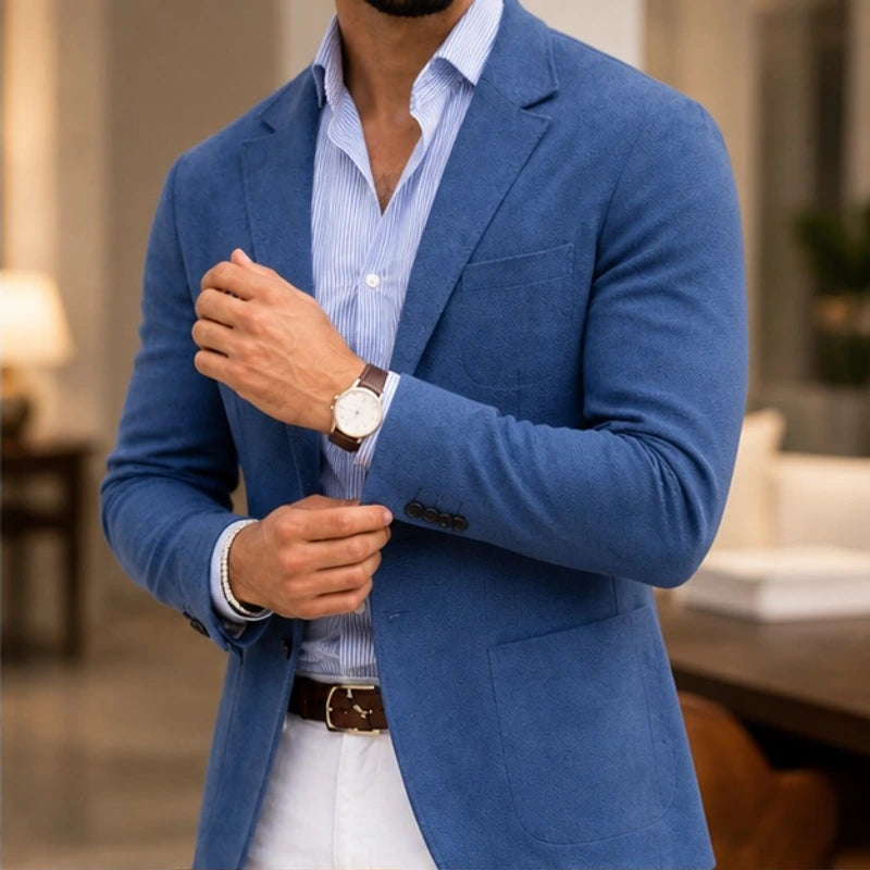Travers Tailored Knit Blazer - Blue - Men's Clothing > Blazers > Knit Blazers - Brondals - Image 1
