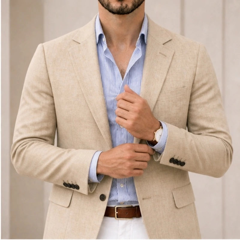 Travers Tailored Knit Blazer - Beige - Men's Clothing > Blazers > Knit Blazers - Brondals - Image 1