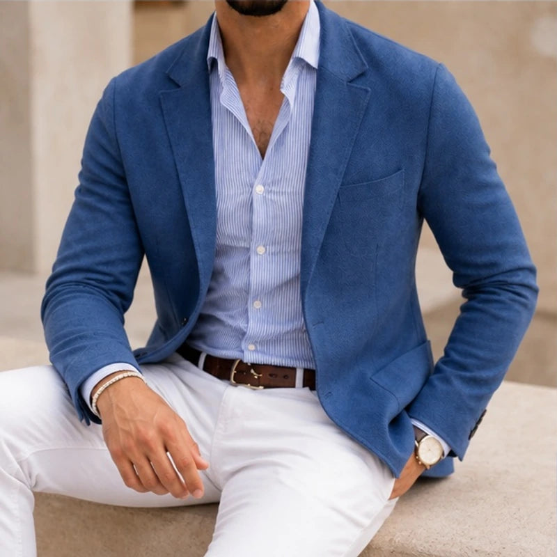Travers Tailored Knit Blazer - Blue - Catalog Group: Clothing - Brondals - Image 2