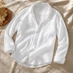 Truman Relaxed Fit Cotton Linen Shirt - White - Men's Clothing > Shirts > Long Sleeve Shirts - Brondals - Image 1