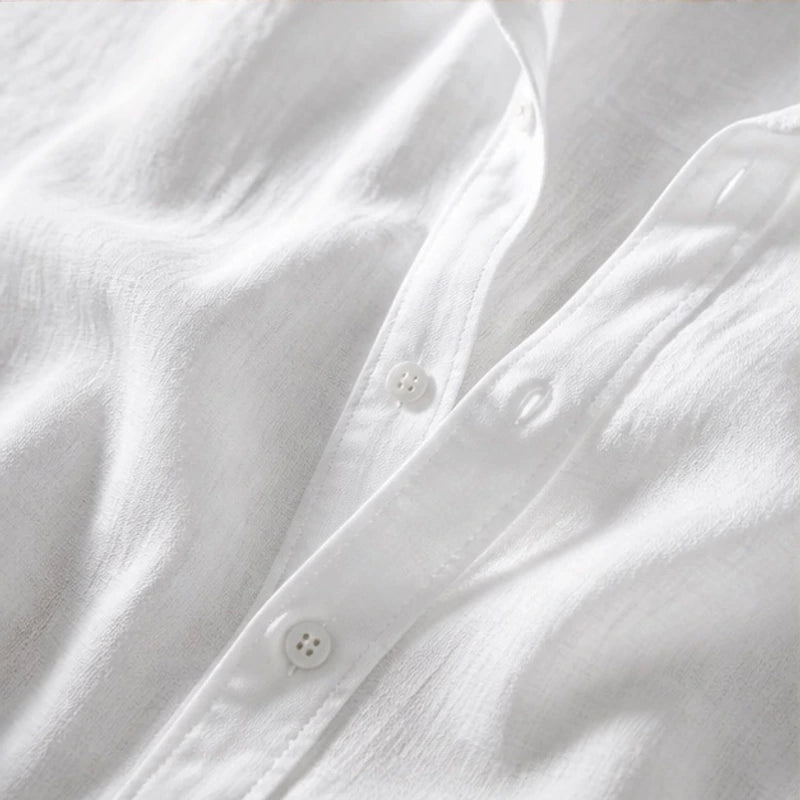 Truman Relaxed Fit Cotton Linen Shirt - White - Catalog Group: Clothing - Brondals - Image 2