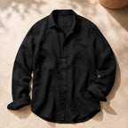 Truman Relaxed Fit Cotton Linen Shirt - Black - Men's Clothing > Shirts > Long Sleeve Shirts - Brondals - Image 1