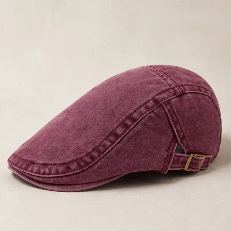 Tucker Cotton Flat Cap - Maroon - Accessories > Hats > Flat Caps - Brondals - Image 1