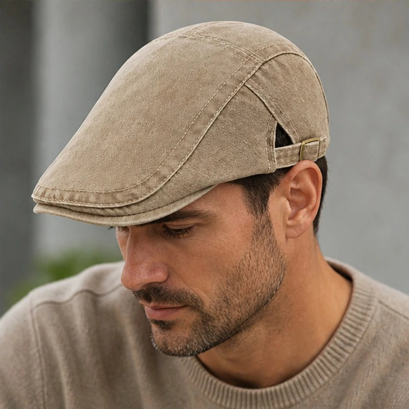 Tucker Cotton Flat Cap - Khaki - Accessories > Hats > Flat Caps - Brondals - Image 2
