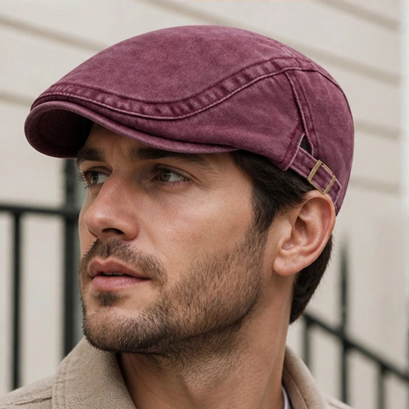 Tucker Cotton Flat Cap - Maroon - Accessories > Hats > Flat Caps - Brondals - Image 2