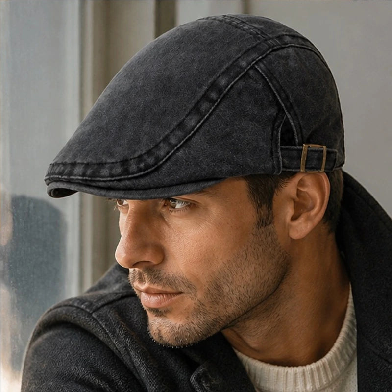 Tucker Cotton Flat Cap - Black - Accessories > Hats > Flat Caps - Brondals - Image 2