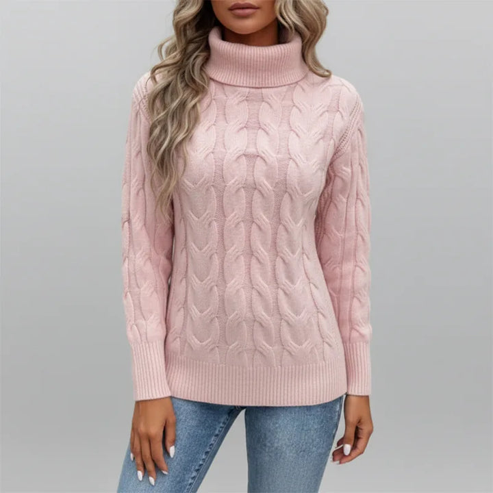 Solenne Cable Knit Turtleneck Sweater