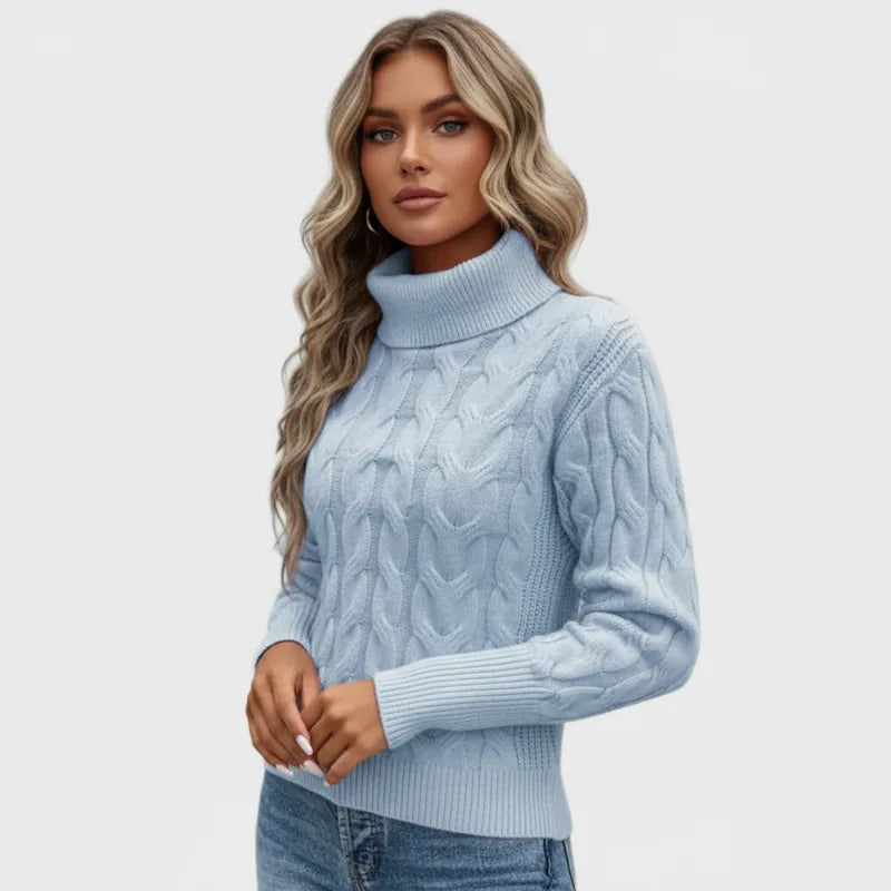 Solenne Cable Knit Turtleneck Sweater