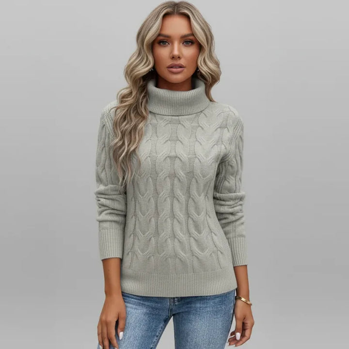 Solenne Cable Knit Turtleneck Sweater