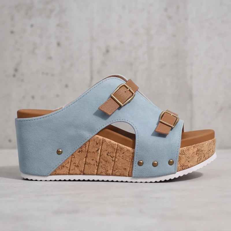 Mellina Platform Sandals - Blue - cork platform - Brondals - Image 4
