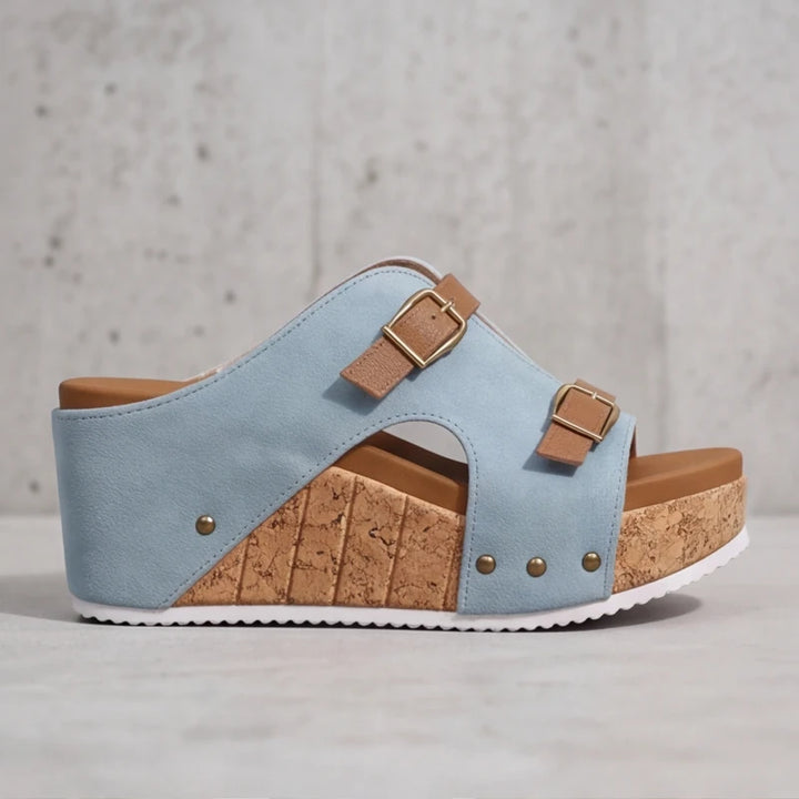 Mellina Platform Sandals - Blue - cork platform - Brondals - Image 4