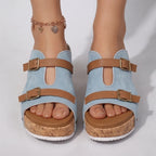 Mellina Platform Sandals - Blue - double buckle - Brondals - Image 6