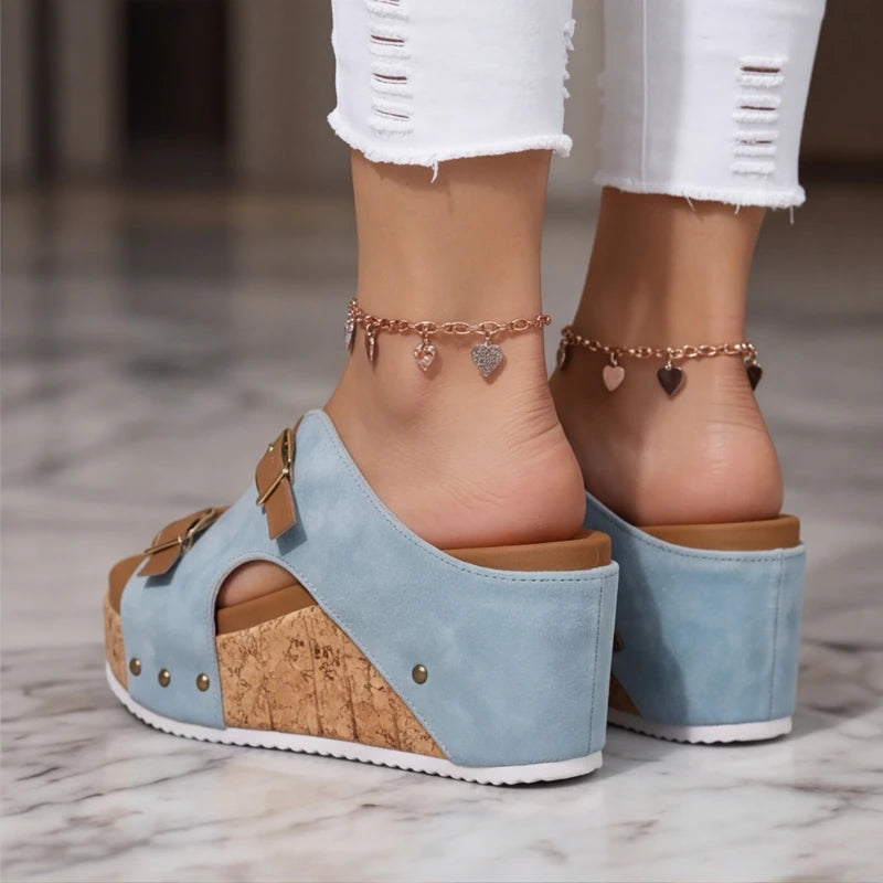 Mellina Platform Sandals - Blue - platform sandals - Brondals - Image 3