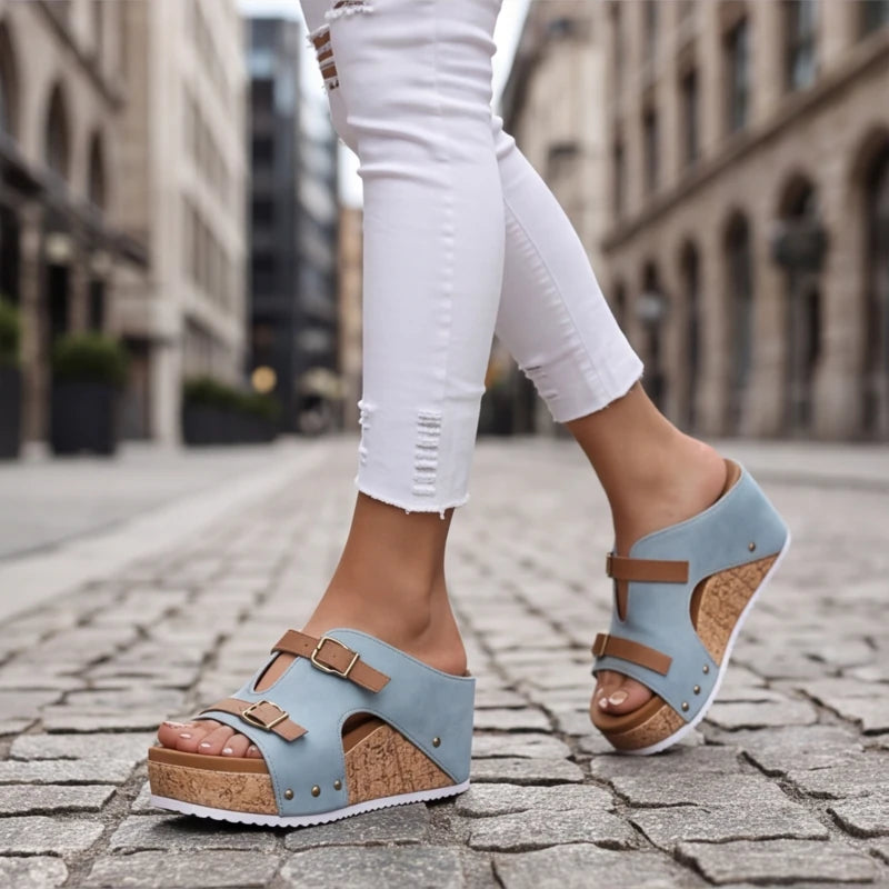 Mellina Platform Sandals - Blue - women's sandals - Brondals - Image 2