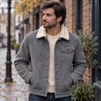 Valentin Men's Corduroy Sherpa Lined Jacket - Gray - Men's Clothing > Outerwear > Corduroy Jackets - Brondals - Image 1