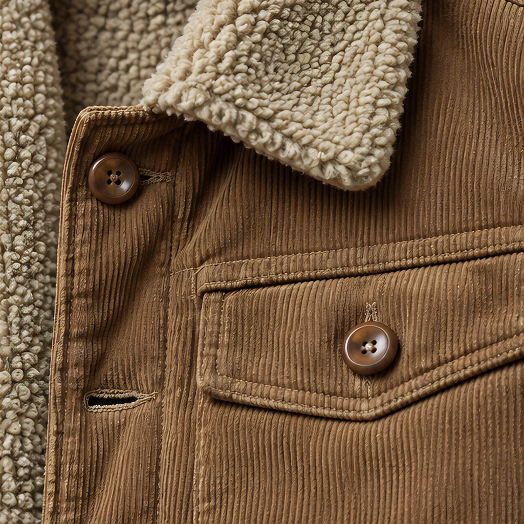 Valentin Men's Corduroy Sherpa Lined Jacket - Khaki - male - Brondals - Image 3