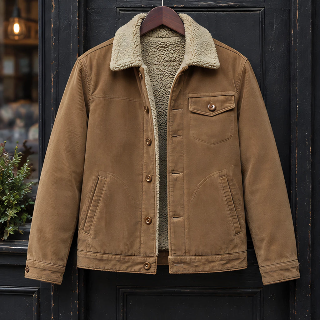 Valentin Men's Corduroy Sherpa Lined Jacket - Khaki - Men's Clothing > Outerwear > Corduroy Jackets - Brondals - Image 2