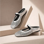 Valessa Orthopedic Mule Flats - Silver - Footwear > Flats > Mary Jane Mule Flats - Brondals - Image 1