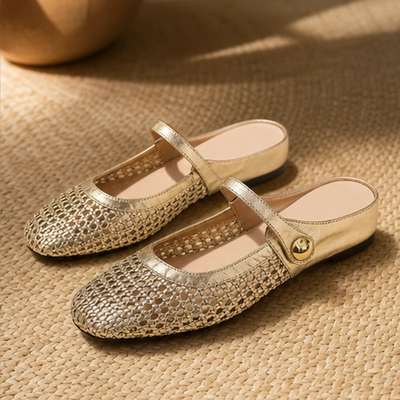Valessa Orthopedic Mule Flats - Gold - cushioned flats - Brondals - Image 5