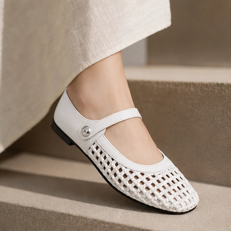 Valessa Orthopedic Mule Flats - White - leather flats - Brondals - Image 3