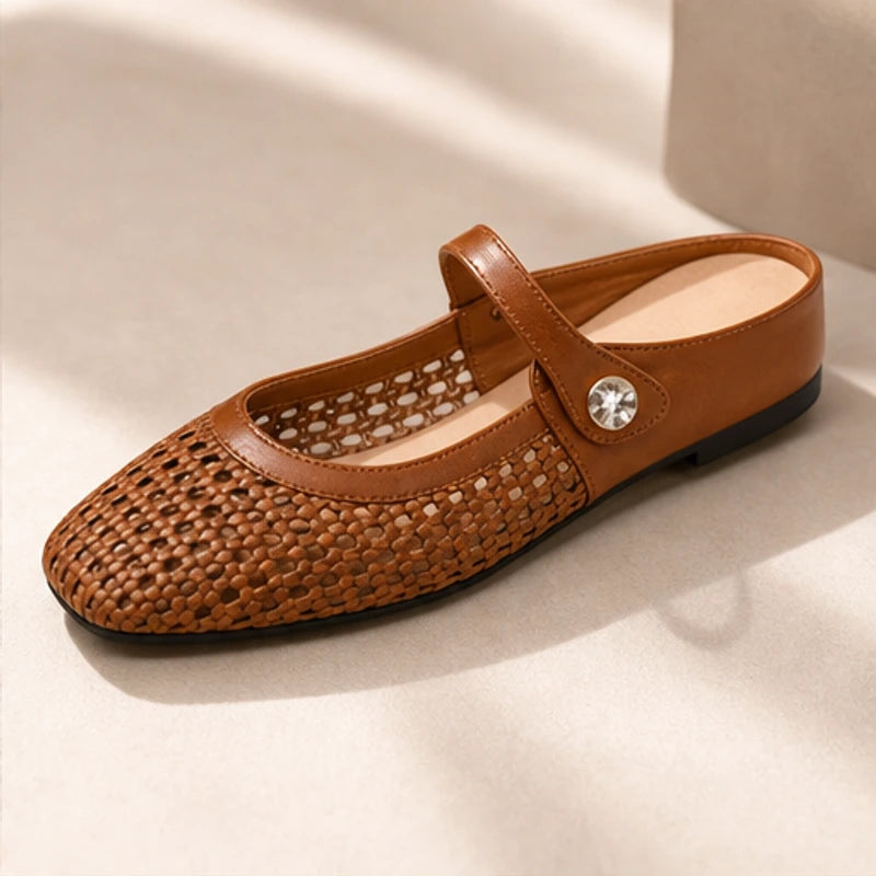 Valessa Orthopedic Mule Flats - Brown - leather flats - Brondals - Image 3