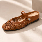 Valessa Orthopedic Mule Flats - Brown - leather flats - Brondals - Image 3