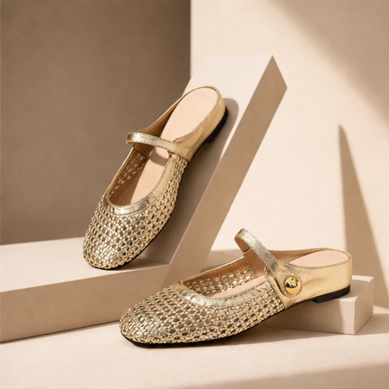 Valessa Orthopedic Mule Flats - Gold - Footwear > Flats > Mary Jane Mule Flats - Brondals - Image 1