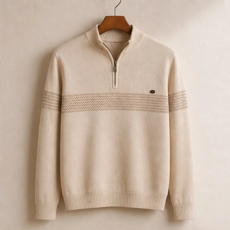 Vance Quarter Zip Sweater - Beige - Men's Clothing > Sweaters & Cardigans > Quarter-Zip Sweaters - Brondals - Image 1
